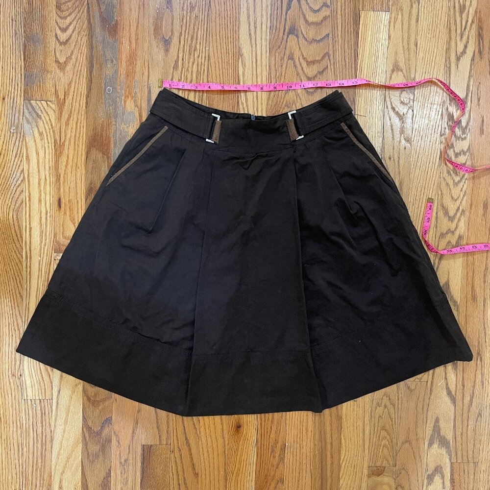 Chocolate brown suede midi skirt - size Medium